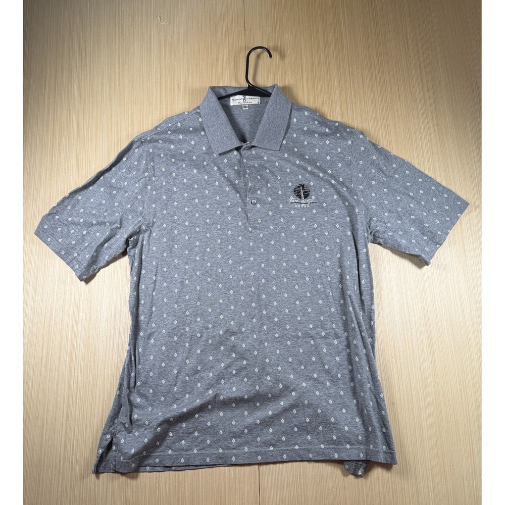 Fairway & Greene Polo Shirt Mens XL Gray Geometric Logo Golf Tennis Side Slit